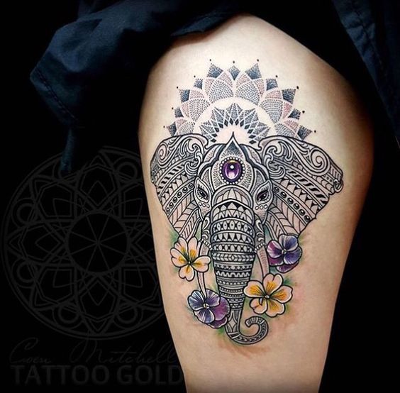 Tatouages de elefantes mandala 11