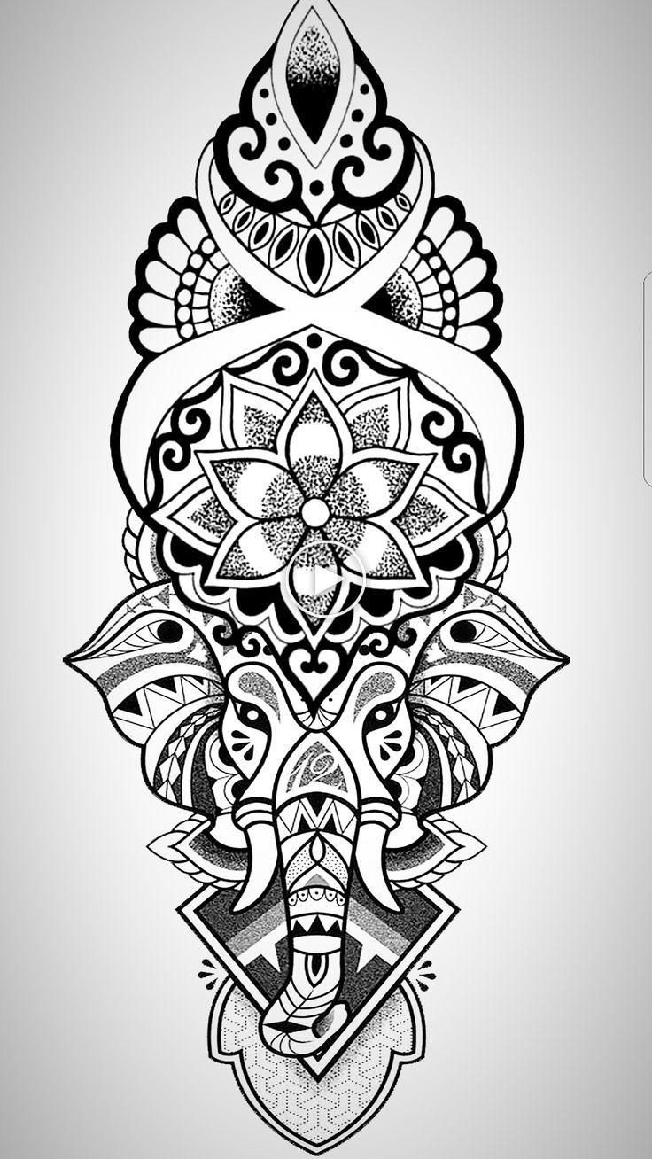 Tatouages de elefantes mandala 7