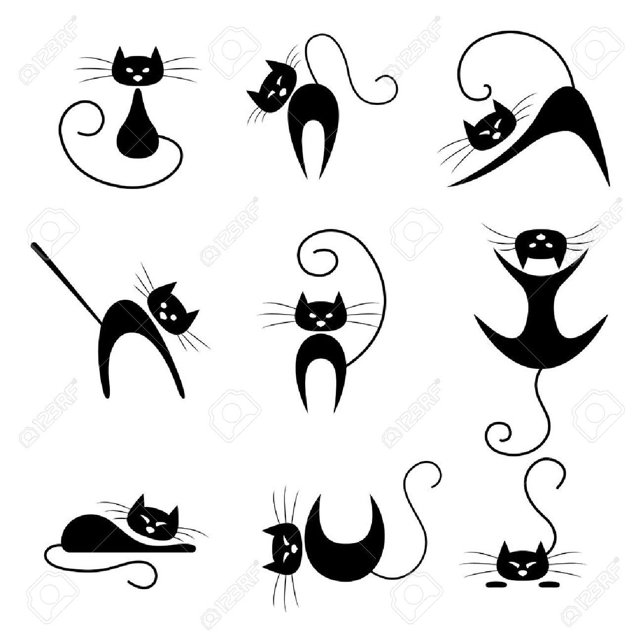 Tatuagens de gatos siluetas 24