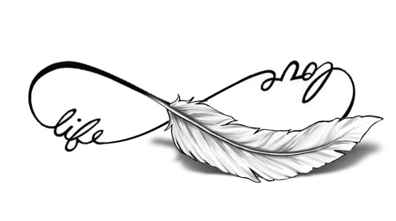 Tatuajes de infinitos con nombres y plumas 4