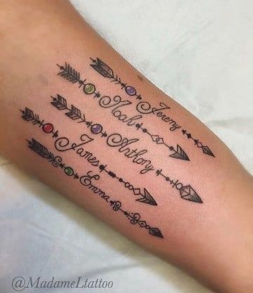Tattoos von nombres de hijos en el antebrazo 16