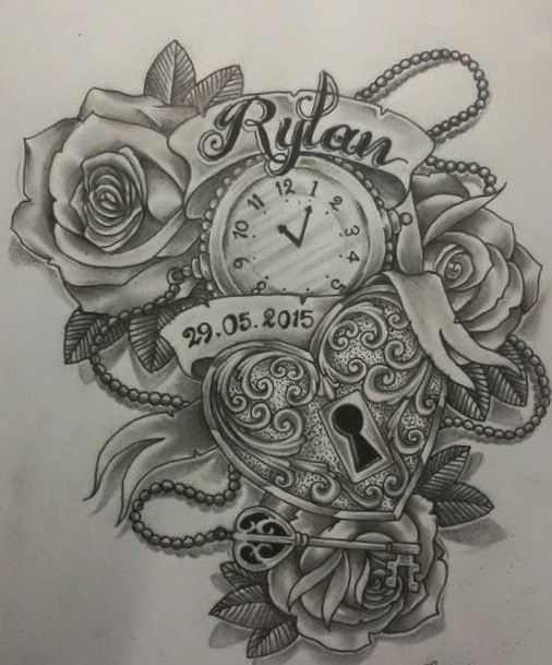 Tatuajes de relojes con nombres y fechas