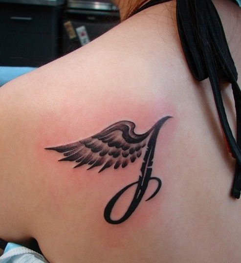 Tatuajes de tatuajes con nombres y alas 17