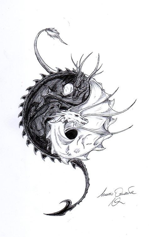 Tatuajes de yin yang con dragon 11