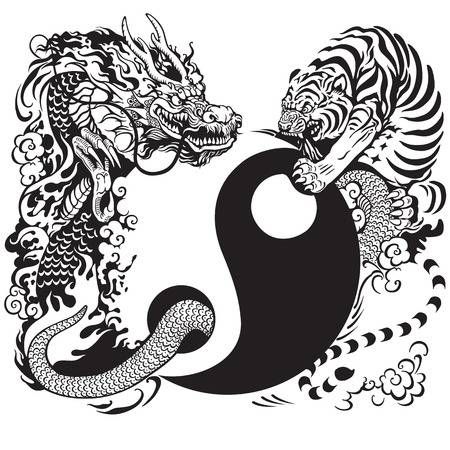 Tatuajes de yin yang con dragon 12