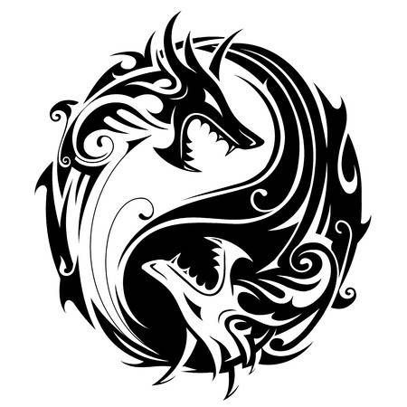 Tatuajes de yin yang con dragon 13