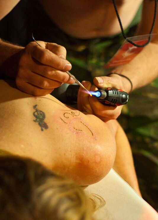 Thia is an image of Stephen, the main UK exponent of Snake Bite Branding working on his Partner MariaB