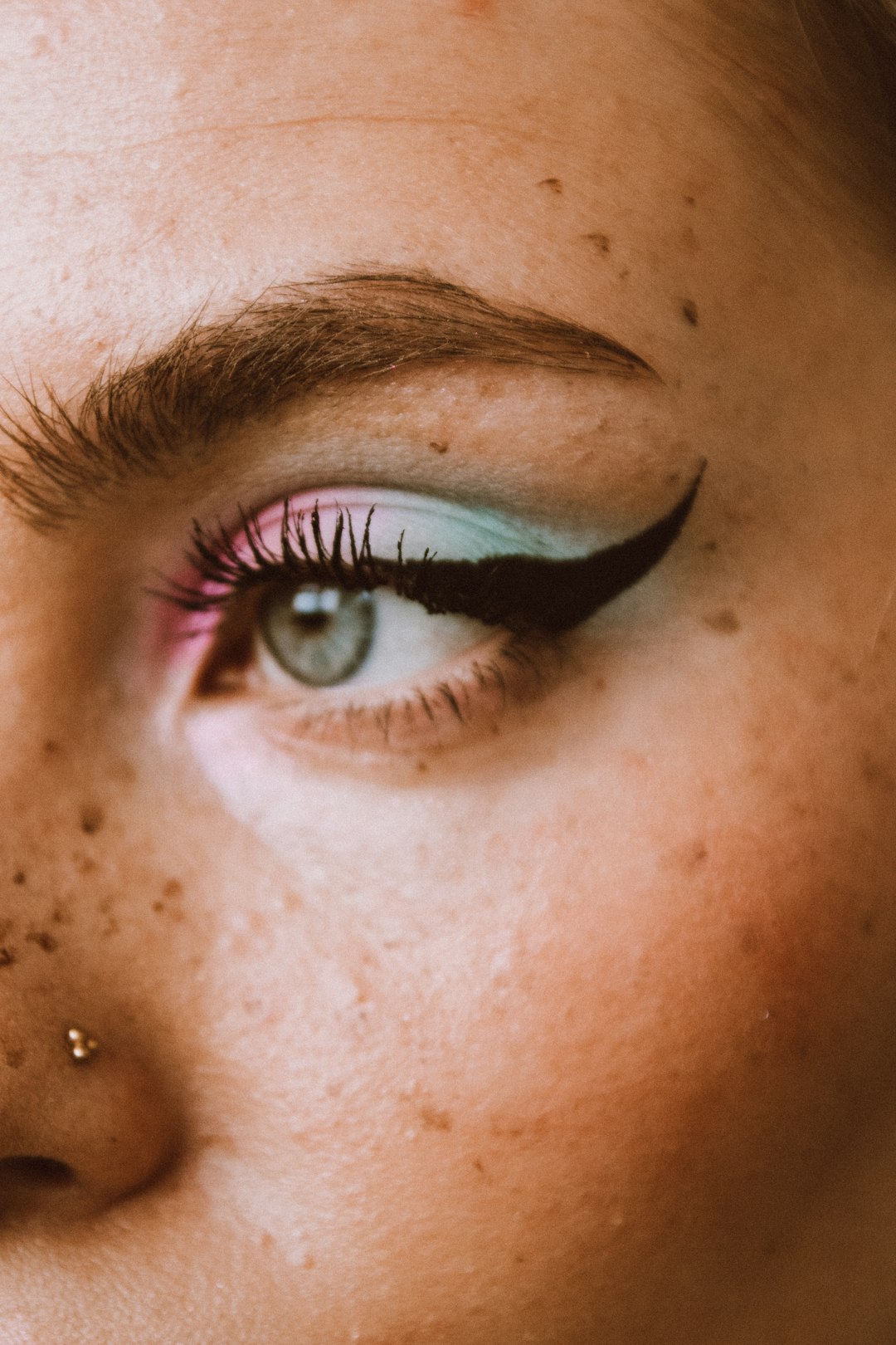 a close up of a person's eye
