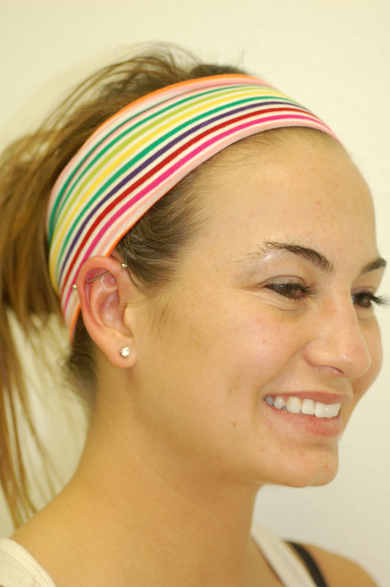 Industrial piercing, by Tommy T's Body Piercing, Huntington Beach, California