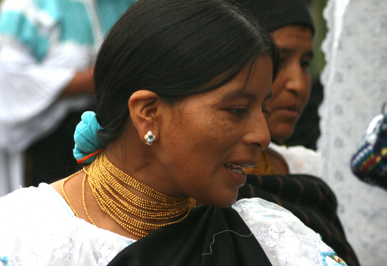 Indigenous woman from Ecuador with a golden tooth.